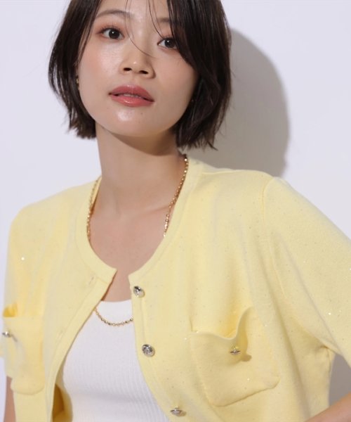 半袖キラキラニットジャケット 半袖キラキラニットジャケット YWU1225097602(9295円)