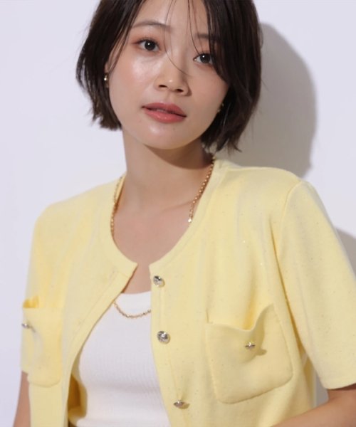 半袖キラキラニットジャケット 半袖キラキラニットジャケット YWU1225097602(9295円)