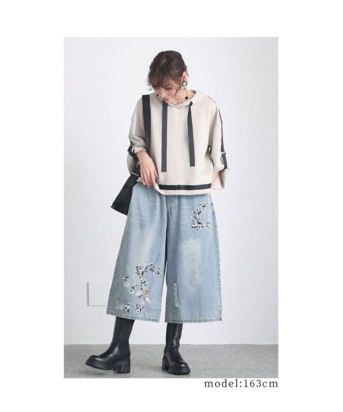 Sawa a la mode(サワアラモード)/ラフに涼しく穿ける刺繍画デニムパンツ　レディース 大人 上品/img14