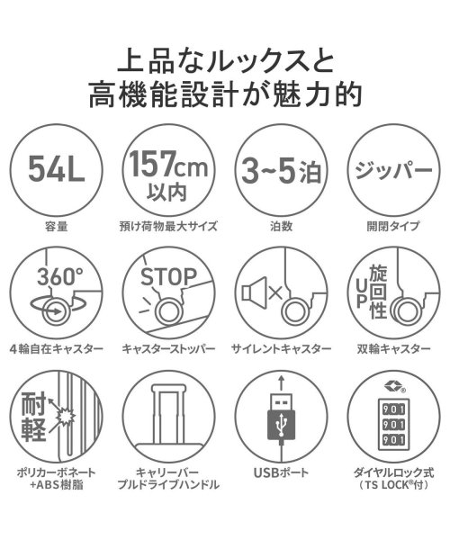 BERMAS(バーマス)/【日本正規品】バーマス スーツケース ヘリテージ Mサイズ BERMAS キャリーケース M USB ストッパー付き 54L HERITAGE2 60531/img03