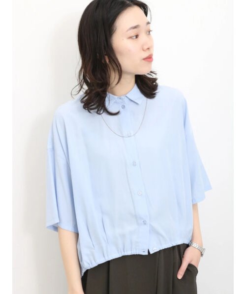 Samansa Mos2 blue(サマンサモスモス ブルー)/前裾ドロストシャツ/img10