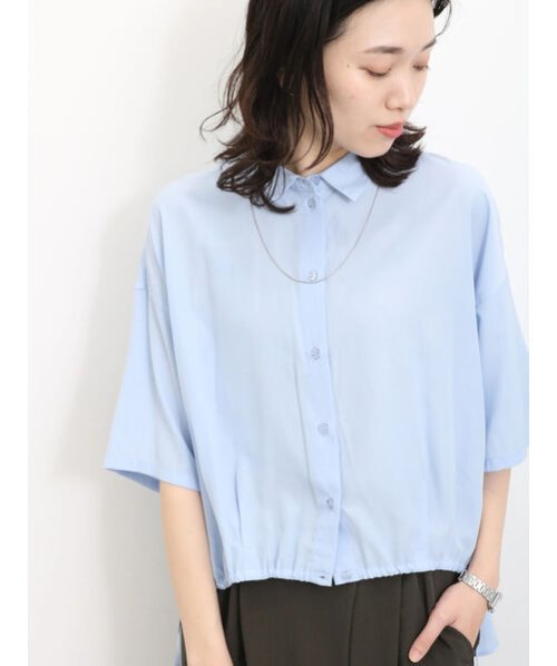 Samansa Mos2 blue(サマンサモスモス ブルー)/前裾ドロストシャツ/img12