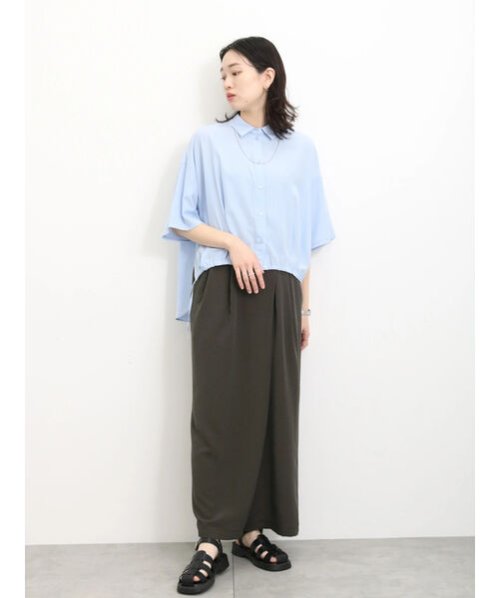 Samansa Mos2 blue(サマンサモスモス ブルー)/前裾ドロストシャツ/img14