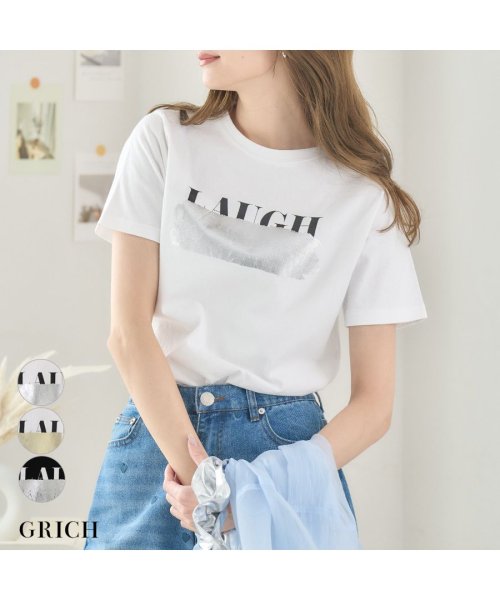  GROWINGRICH(グローウィングリッチ)/[トップス] ロゴ消し箔プリントTシャツ [231217]/img01