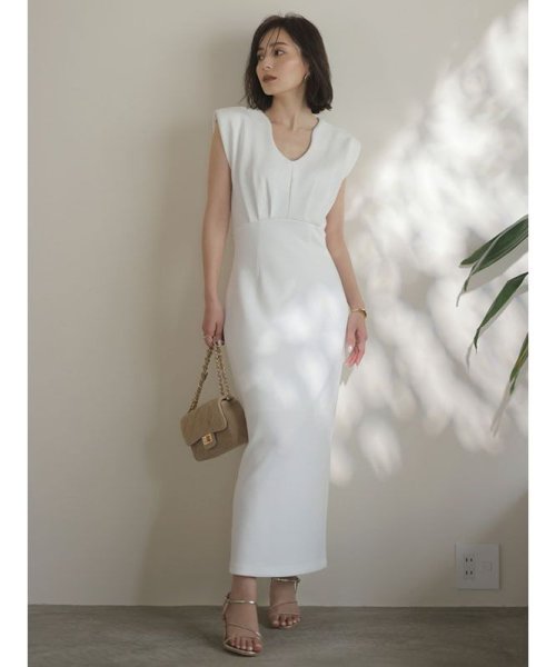 ニュアンスネックストレートカットワンピース 着丈 バスト 肩幅 ウエスト ヒップ 裾幅