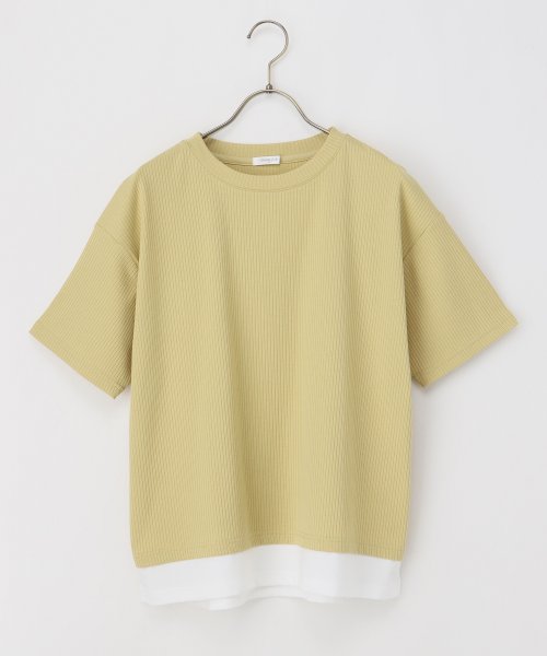 Honeys(ハニーズ)/裾レイヤード風テレコＴ トップス Tシャツ カットソー 半袖 重ね着風 接触冷感 /img16