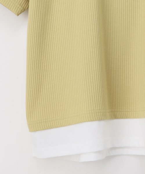 Honeys(ハニーズ)/裾レイヤード風テレコＴ トップス Tシャツ カットソー 半袖 重ね着風 接触冷感 /img17