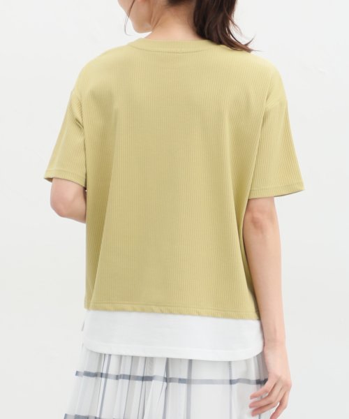 Honeys(ハニーズ)/裾レイヤード風テレコＴ トップス Tシャツ カットソー 半袖 重ね着風 接触冷感 /img23