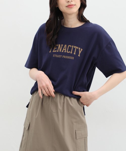 Honeys(ハニーズ)/ゆるカレッジプリントＴ トップス Tシャツ カットソー 半袖Tシャツ ロゴT UVカット /img06