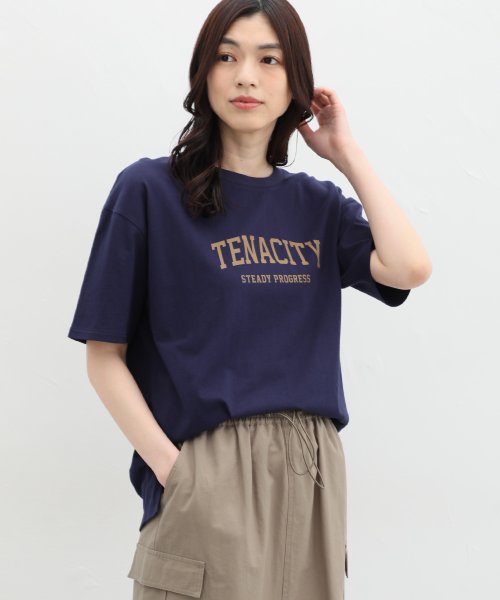 Honeys(ハニーズ)/ゆるカレッジプリントＴ トップス Tシャツ カットソー 半袖Tシャツ ロゴT UVカット /img07