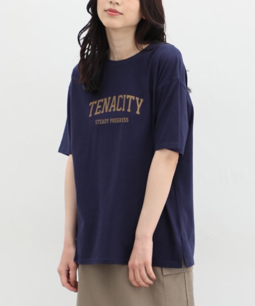 Honeys(ハニーズ)/ゆるカレッジプリントＴ トップス Tシャツ カットソー 半袖Tシャツ ロゴT UVカット /img24