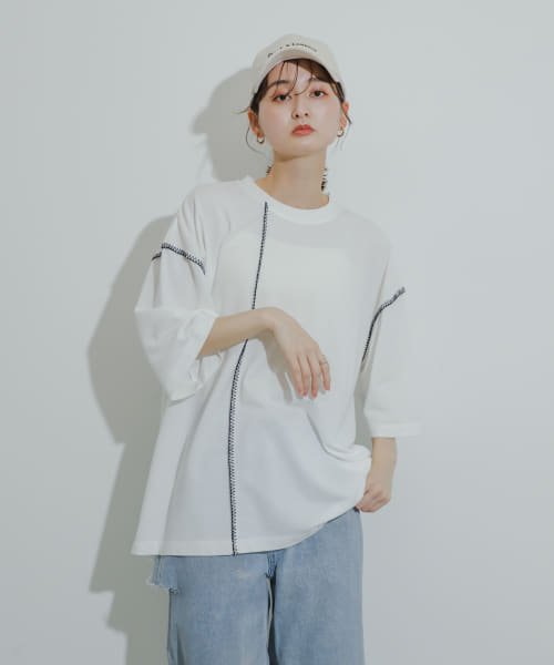 SENSE OF PLACE by URBAN RESEARCH(センスオブプレイス バイ アーバンリサーチ)/ブランケットステッチルーズTシャツ(5分袖)/img09