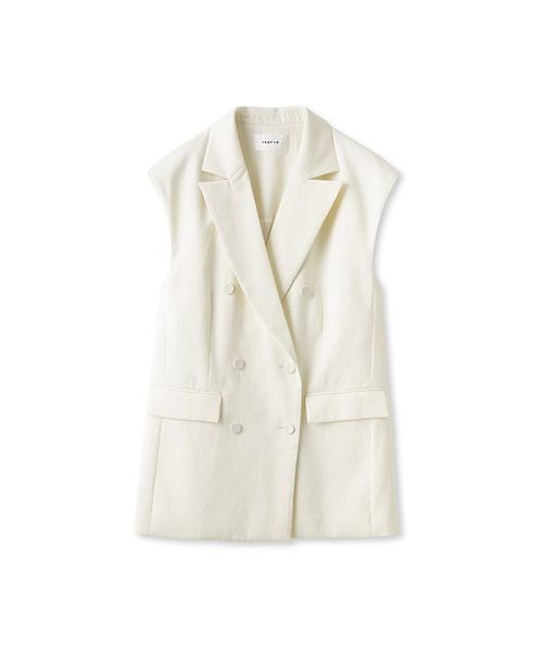 ピークドラペルスリーブレスダブルジャケット 予めご了承ください