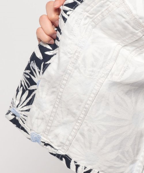 花柄プリントクロップド丈カラーデニムジャケット 海外モデル 　着用サイズ：S 国内M相当