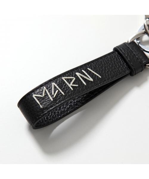 MARNI キーリング PCMI0018A2 P6533 レザー ロゴ刺繍 P6533 MARNI キーリング PCMI0018A2 レザー レタリングロゴ刺繍 PCMO0030A0
