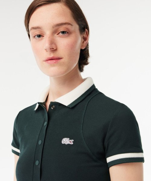 LACOSTE(ラコステ)/オーガニックコットン メッシュ切替 ワイドリブニットカラーポロワンピース/img06