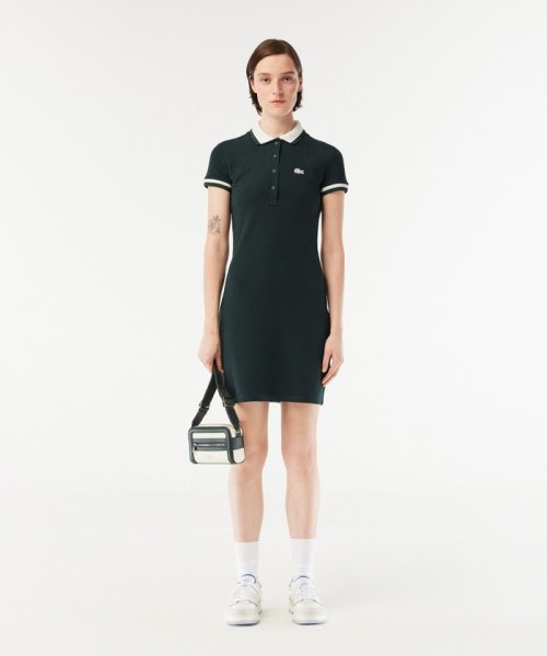 LACOSTE(ラコステ)/オーガニックコットン メッシュ切替 ワイドリブニットカラーポロワンピース/img09