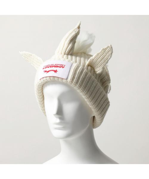 LOVERBOY ニット帽 グレー CHARLES JEFFREY LOVERBOY ニット帽 CHUNKY UNICORN BEANIE JEFFREY