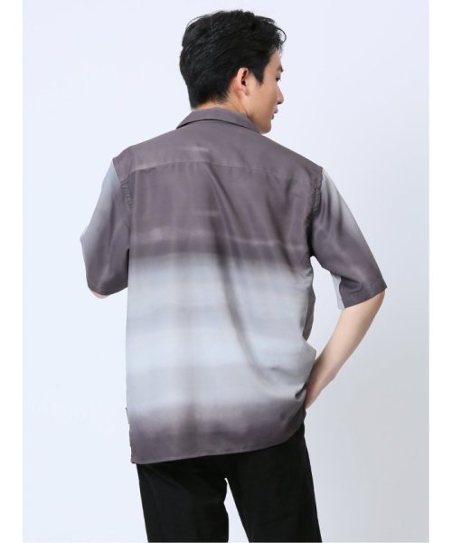 TAKA-Q(タカキュー)/グラデーション オープンカラー半袖シャツ メンズ シャツ カジュアル トップス インナー 半袖 ギフト プレゼント ライトアウター カーディガン アウター/img02