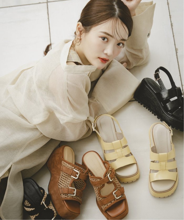 KARIN TAKUBO×LE TALON7.5cmWベルトミュールサンダル