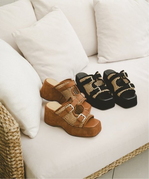 KARIN TAKUBO×LE TALON7.5cmWベルトミュールサンダル 