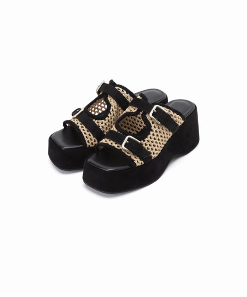 KARIN TAKUBO×LE TALON7.5cmWベルトミュールサンダル 