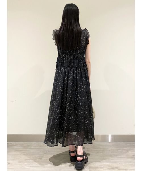 シフォンギャザーノースリワンピース 予めご了承ください 総丈 6cm バスト