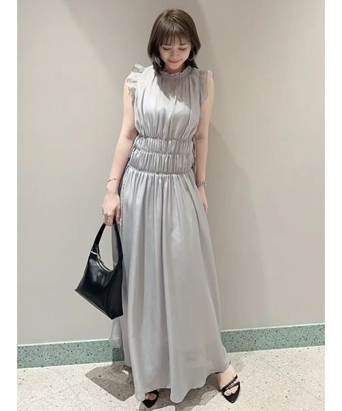 シフォンギャザーノースリワンピース 予めご了承ください 総丈 6cm バスト