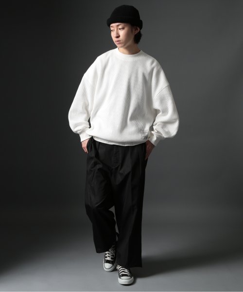 MAISON CLUB(MAISON CLUB)/【MAISON CLUB】HEAVY OZ MOCK NECK WAFFLE SWEATER ヘビーオンス モックネック ワッフル スウェット 長袖/img14