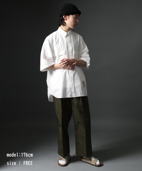 MAISON CLUB(MAISON CLUB)/【MAISON CLUB】U.S.NAVY Big Half Sleeve Shirt ビッグワークハーフスリーブシャツ ビッグシルエット 半袖 ワークシャツ/img08