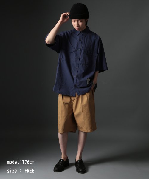 MAISON CLUB(MAISON CLUB)/【MAISON CLUB】U.S.NAVY Big Half Sleeve Shirt ビッグワークハーフスリーブシャツ ビッグシルエット 半袖 ワークシャツ/img22