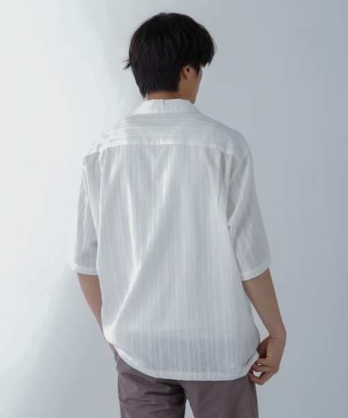 nano・universe(ナノ・ユニバース)/ローンストライプ オープンカラー ビッグシャツ 半袖/img04
