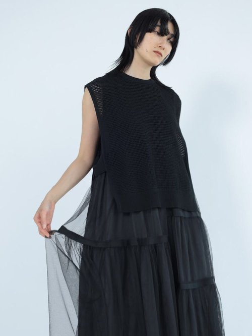 チュールレイヤードワンピース 9号 cm 着丈