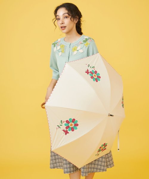 Jocomomola(ホコモモラ)/【UV・晴雨兼用】フラワー刺繍スカラップデザイン長傘/img10