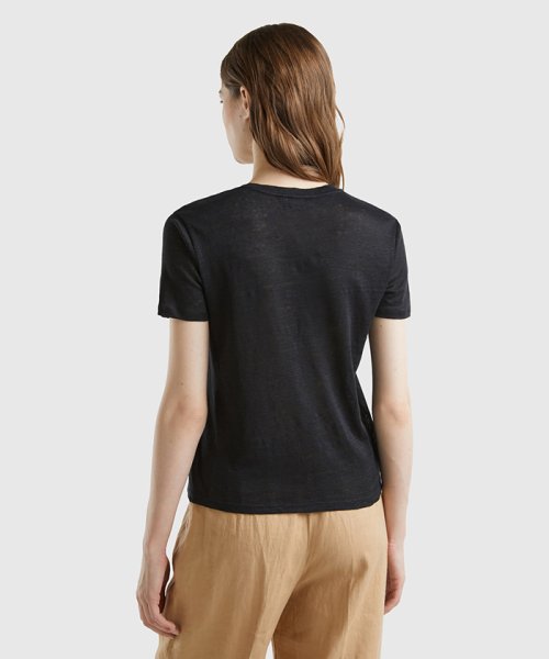 BENETTON (women)(ベネトン（レディース）)/リネン100%クルーネックTシャツ・カットソー/img01
