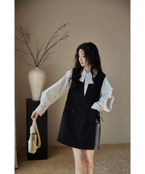 RINRE(リンレ)/韓国 ファッション ポケットリボンノースリーブミディドレス/img07