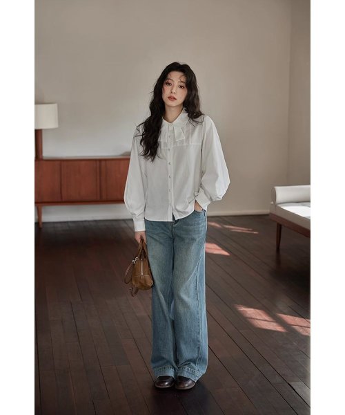 RINRE(リンレ)/韓国 ファッション   ピンチプリーツルーズフィットワイシャツ/img02