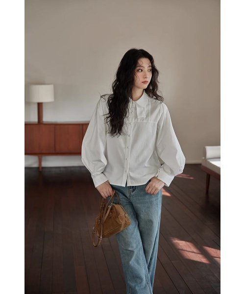 RINRE(リンレ)/韓国 ファッション   ピンチプリーツルーズフィットワイシャツ/img03