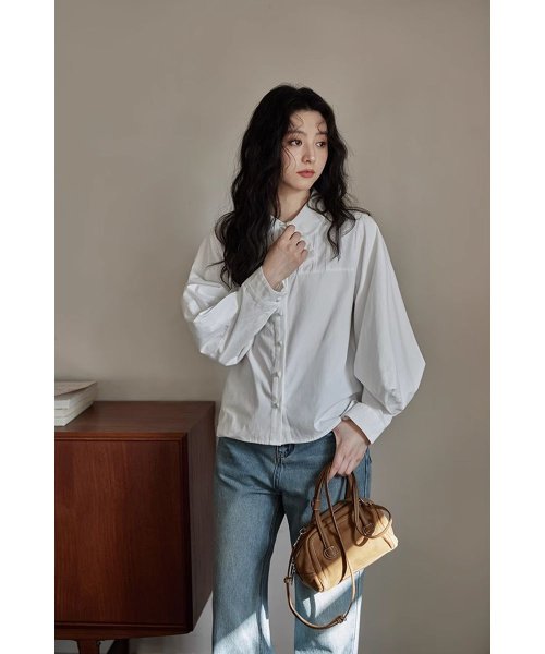 RINRE(リンレ)/韓国 ファッション   ピンチプリーツルーズフィットワイシャツ/img05