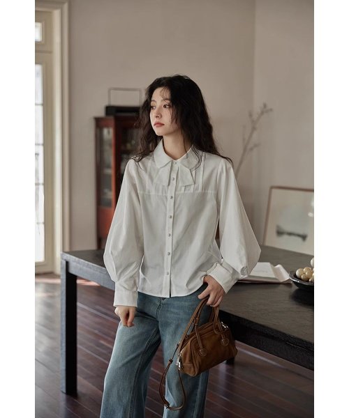 RINRE(リンレ)/韓国 ファッション   ピンチプリーツルーズフィットワイシャツ/img06