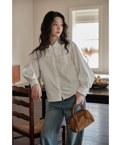 RINRE(リンレ)/韓国 ファッション   ピンチプリーツルーズフィットワイシャツ/img08
