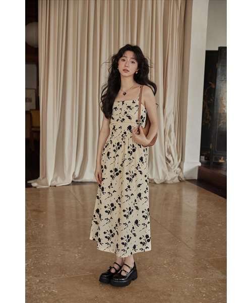 RINRE(リンレ)/韓国 ファッション   メイフラワーAラインロングワンピース ドレス/img02