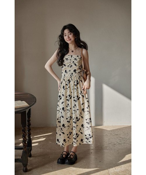 RINRE(リンレ)/韓国 ファッション   メイフラワーAラインロングワンピース ドレス/img14