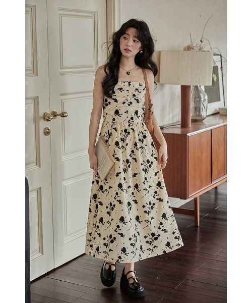 RINRE(リンレ)/韓国 ファッション   メイフラワーAラインロングワンピース ドレス/img15