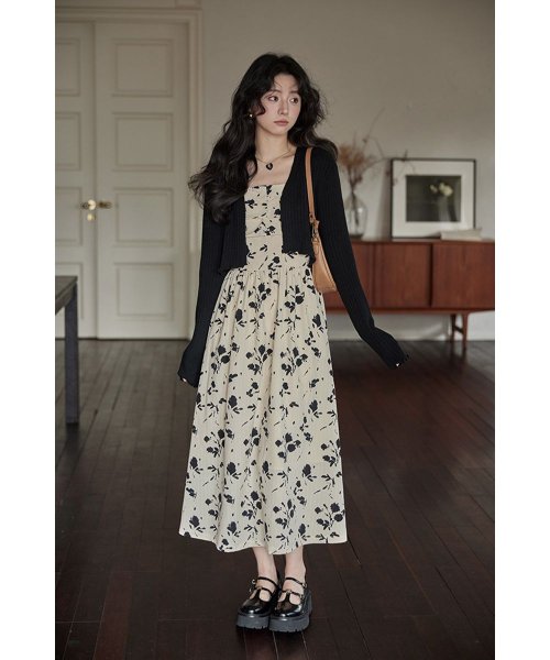RINRE(リンレ)/韓国 ファッション   メイフラワーAラインロングワンピース ドレス/img18