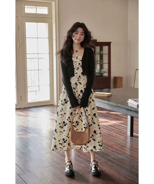 RINRE(リンレ)/韓国 ファッション   メイフラワーAラインロングワンピース ドレス/img25