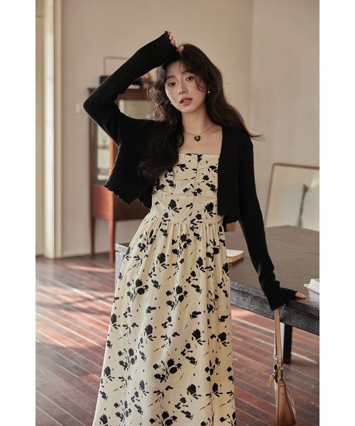 RINRE(リンレ)/韓国 ファッション   メイフラワーAラインロングワンピース ドレス/img26