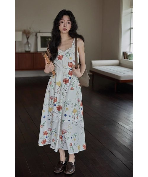 RINRE(リンレ)/韓国 ファッション フィオナフラワー Aラインロングワンピース ドレス/img03