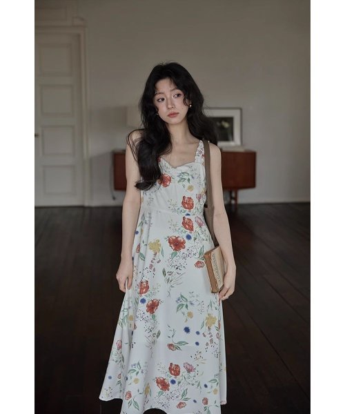 RINRE(リンレ)/韓国 ファッション フィオナフラワー Aラインロングワンピース ドレス/img05