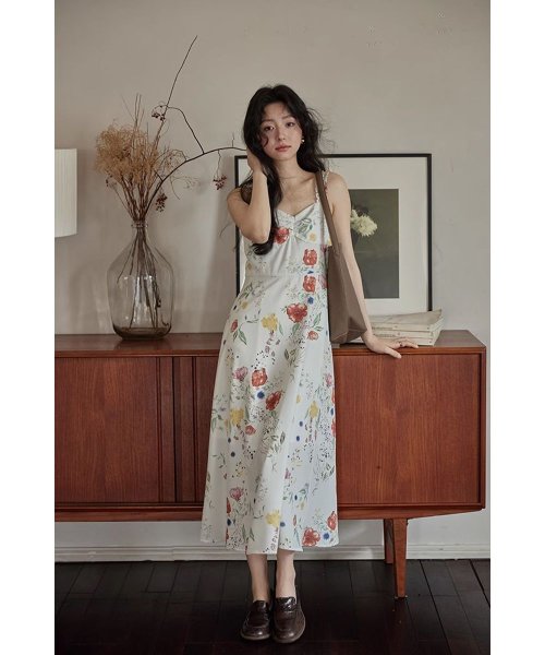 RINRE(リンレ)/韓国 ファッション フィオナフラワー Aラインロングワンピース ドレス/img09